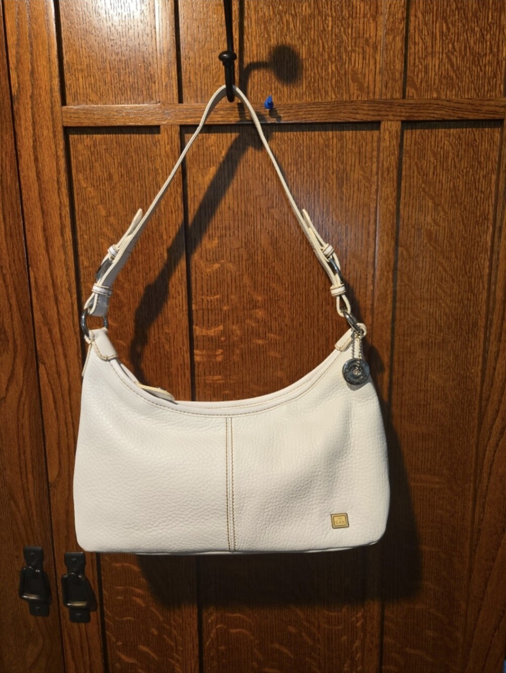 The Sak White Pebbled Leather Kendra Shoulder Bag